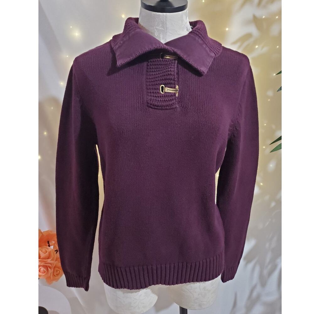 Lauren Ralph Lauren Jeans Co Knit Mock Collared Sweater Womens Size L Burgundy